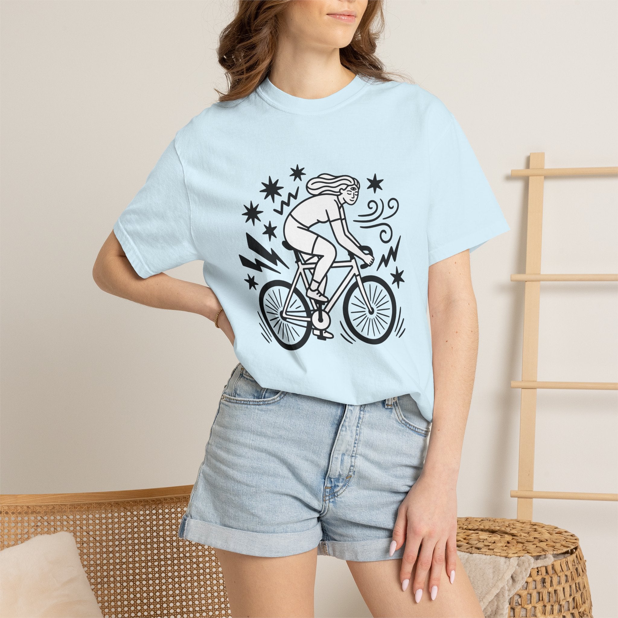 Cyclist Shirt Sports & Activities Fitness Gift Women Doodle Tee Biker T-Shirt Athlete Enthusiast Cartoon Tshirt Workout Graphic Minimalist