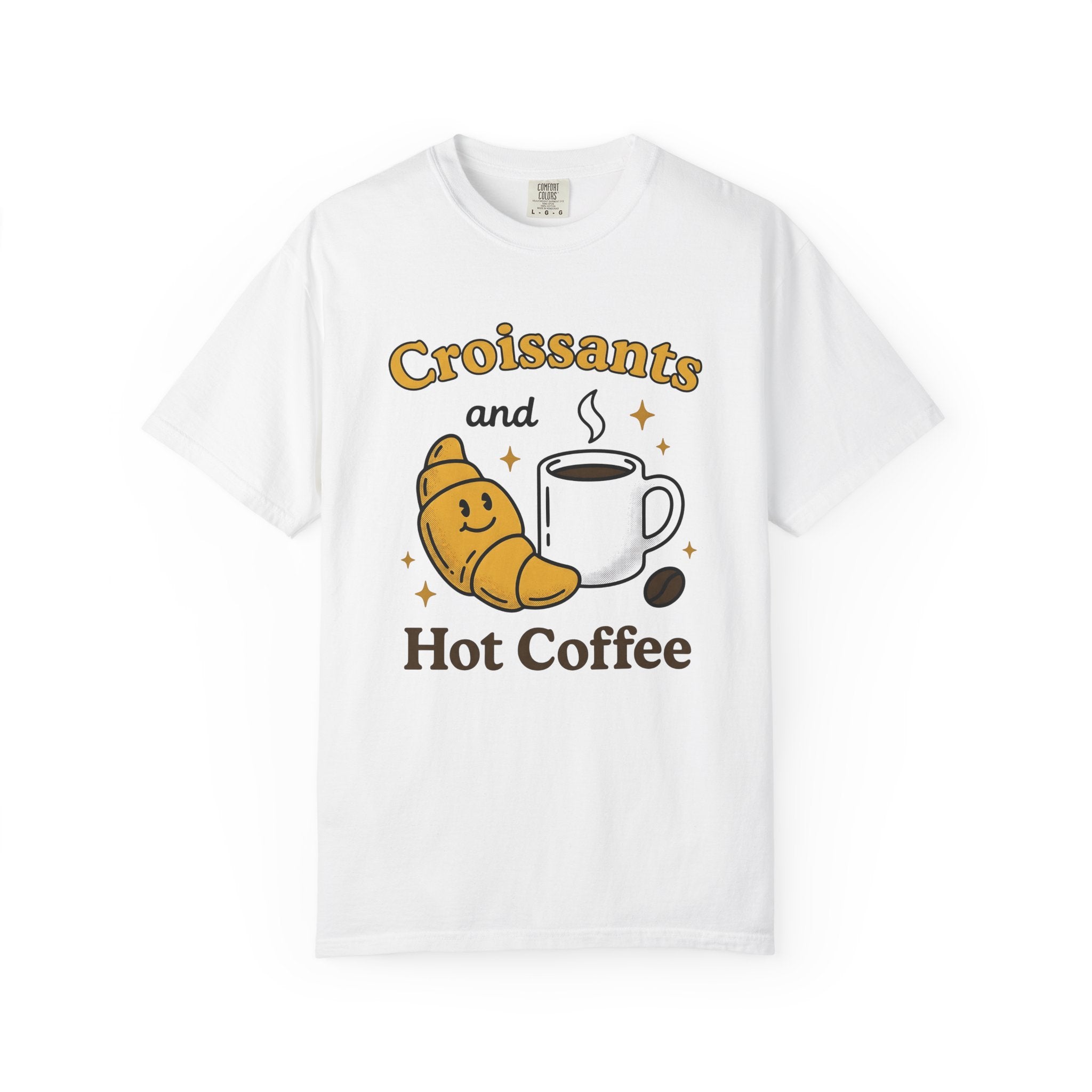 Croissant Espresso Cup Shirt Coffee Morning Meal Gift Women Hand Drawn Tee Coffee Mug T-Shirt Coffee Fan Java Graphic Tshirt Breakfast