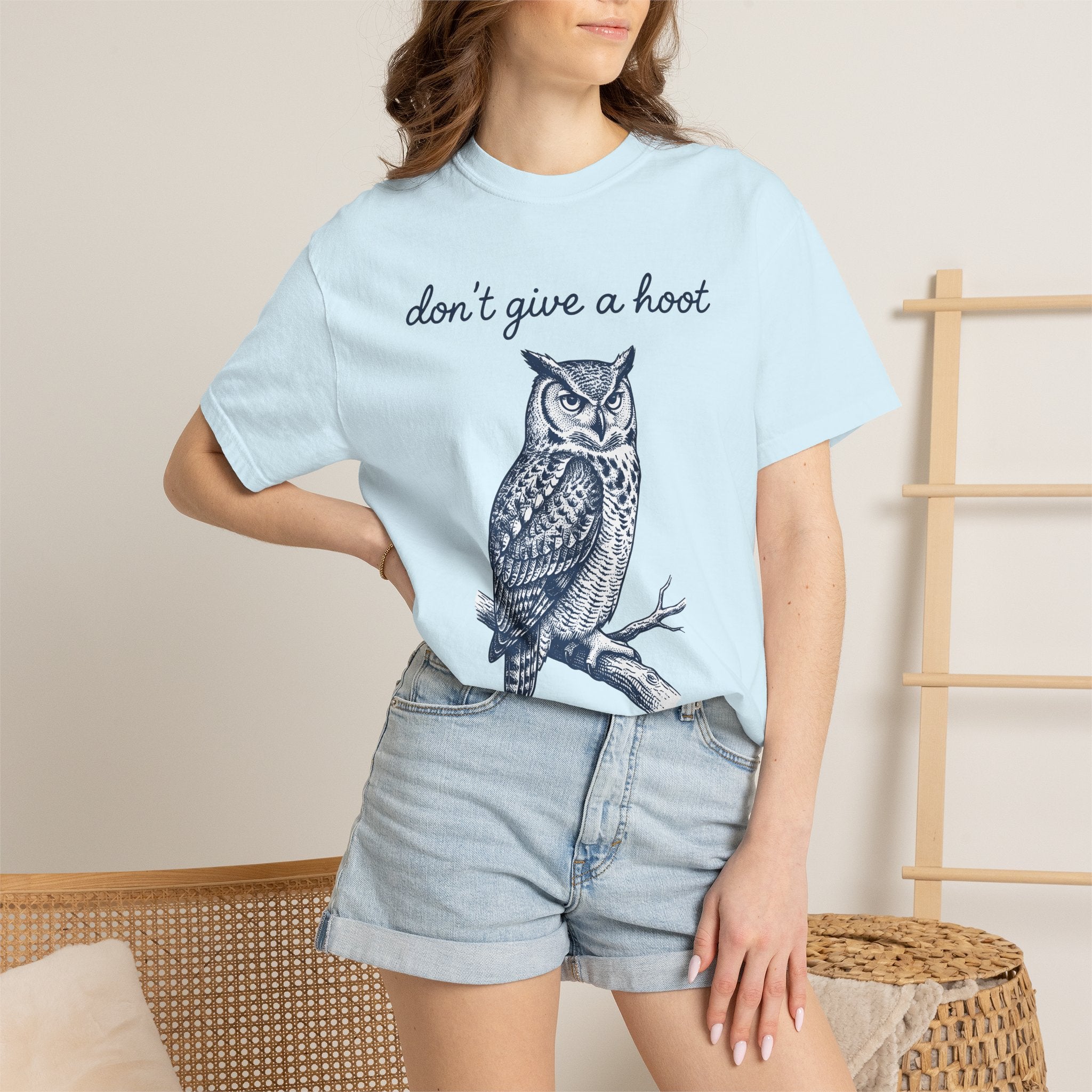 Owl Illustration Shirt Funny Pets Gift Women Hand Drawn Tee Owl T-Shirt Humor Fan Hoot Graphic Animal Cartoon Tree Branch Tshirt