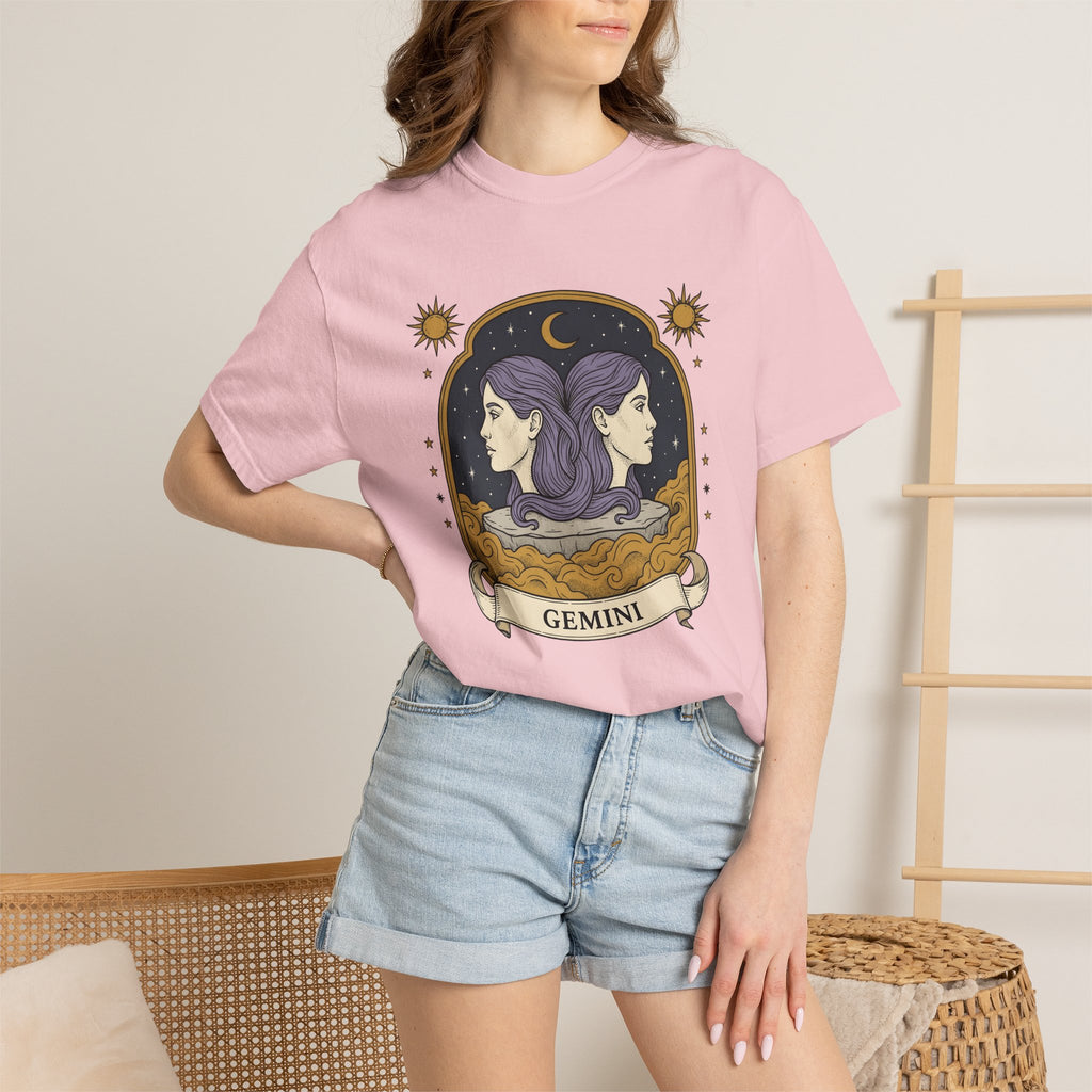 Gemini Twins Shirt Boho Chic Horoscope Gift Women Mystical Tee Zodiac T-Shirt Bohemian Enthusiast Magical Tshirt Astrology Graphic Retro