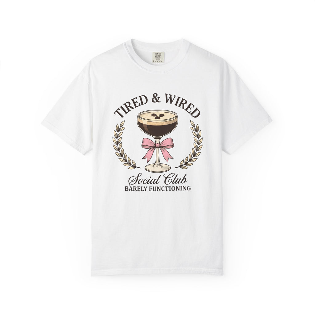 Coffee Cocktail Shirt Coffee Humor Gift Women Vintage Tee Coffee Drink T-Shirt Coffee Fan Retro Tshirt Funny Graphic Hand Drawn Pink Bow