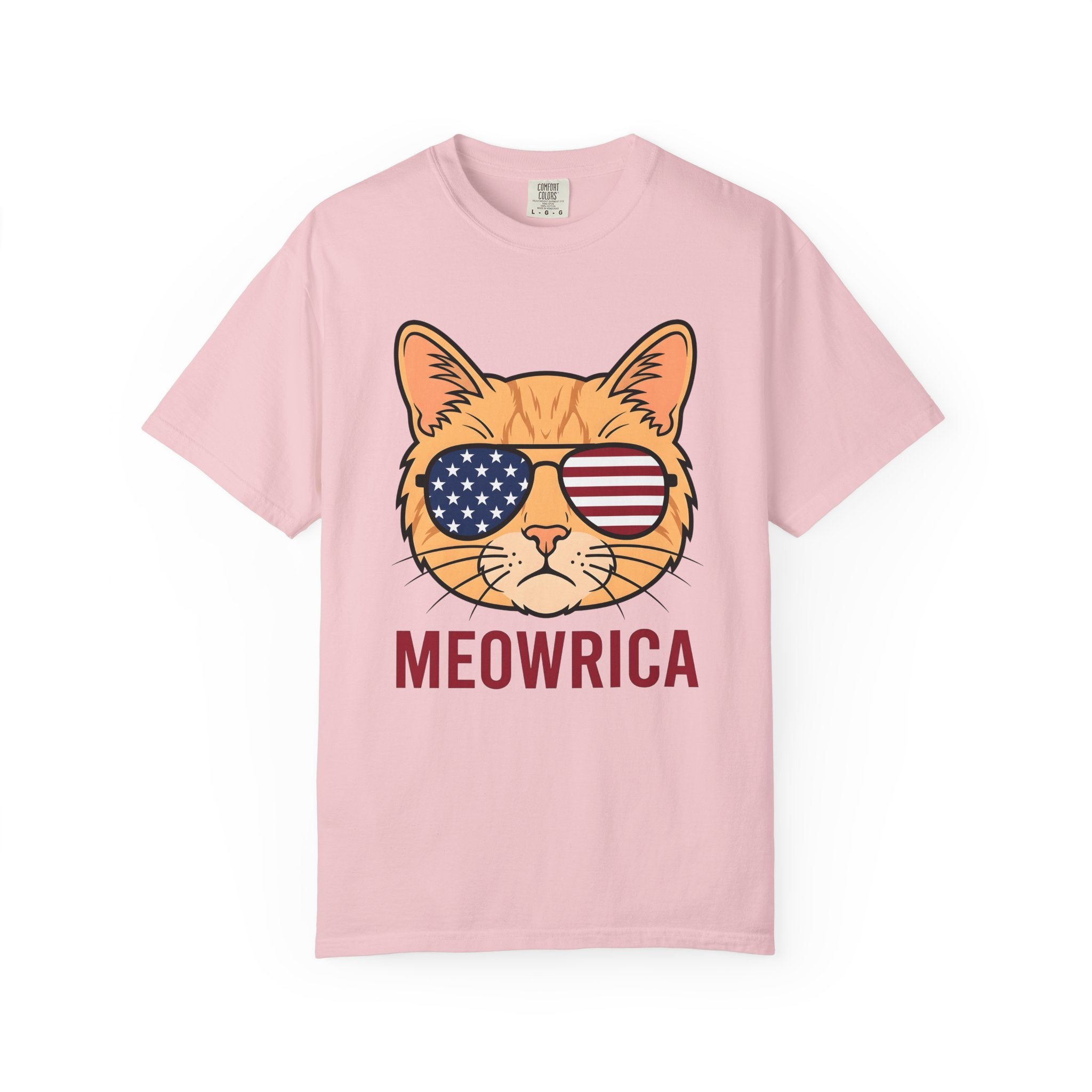 Cat Sunglasses Shirt America Cat Gift Women Cartoon Tee Shades T-Shirt Patriot Fan Comic Tshirt Feline Graphic Retro American Flag Tshirt