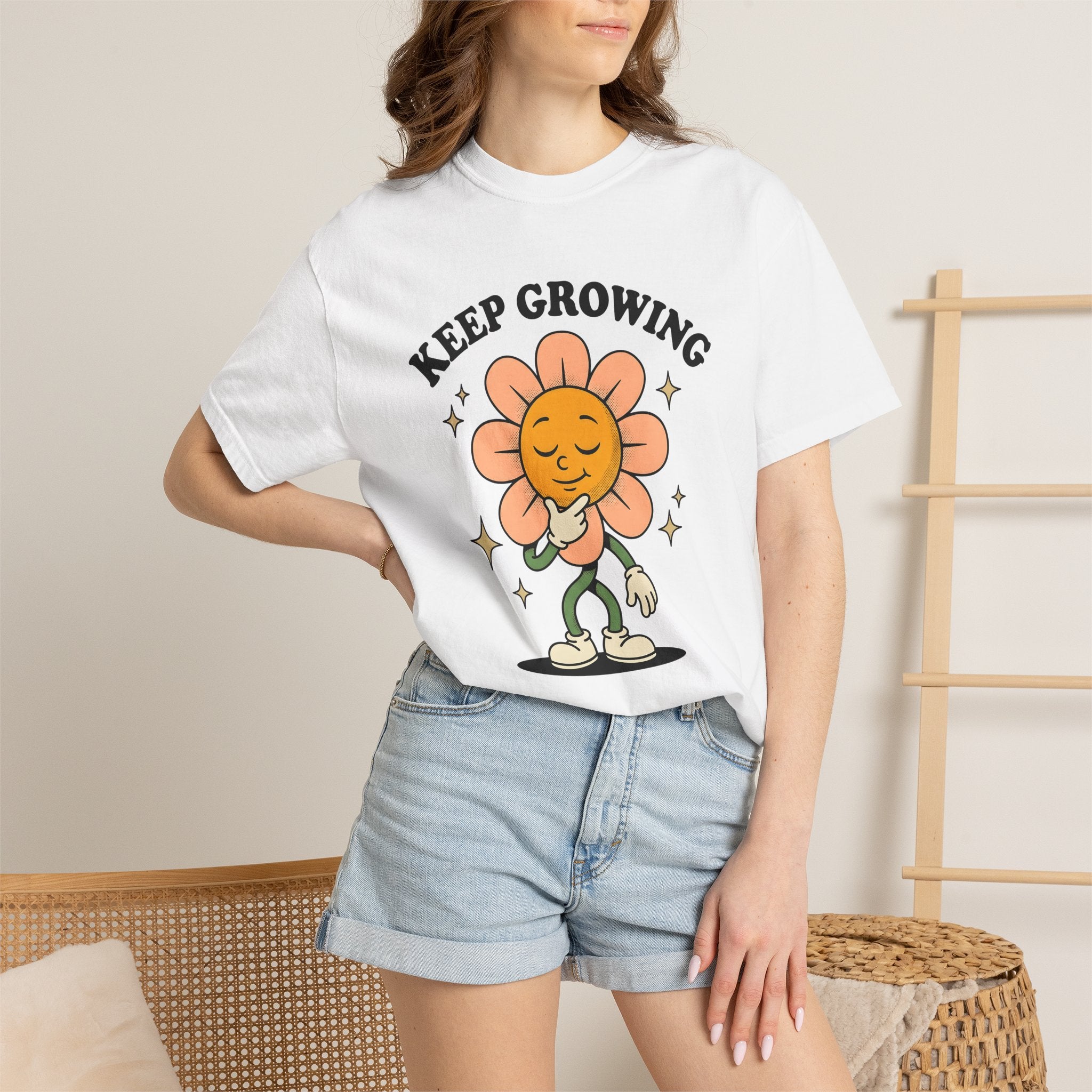 Flower Icon Shirt Funny Encouragement Gift Women Hand Drawn Tee Floral T-Shirt Humor Fan Illustrated Tshirt Motivational Graphic Classic