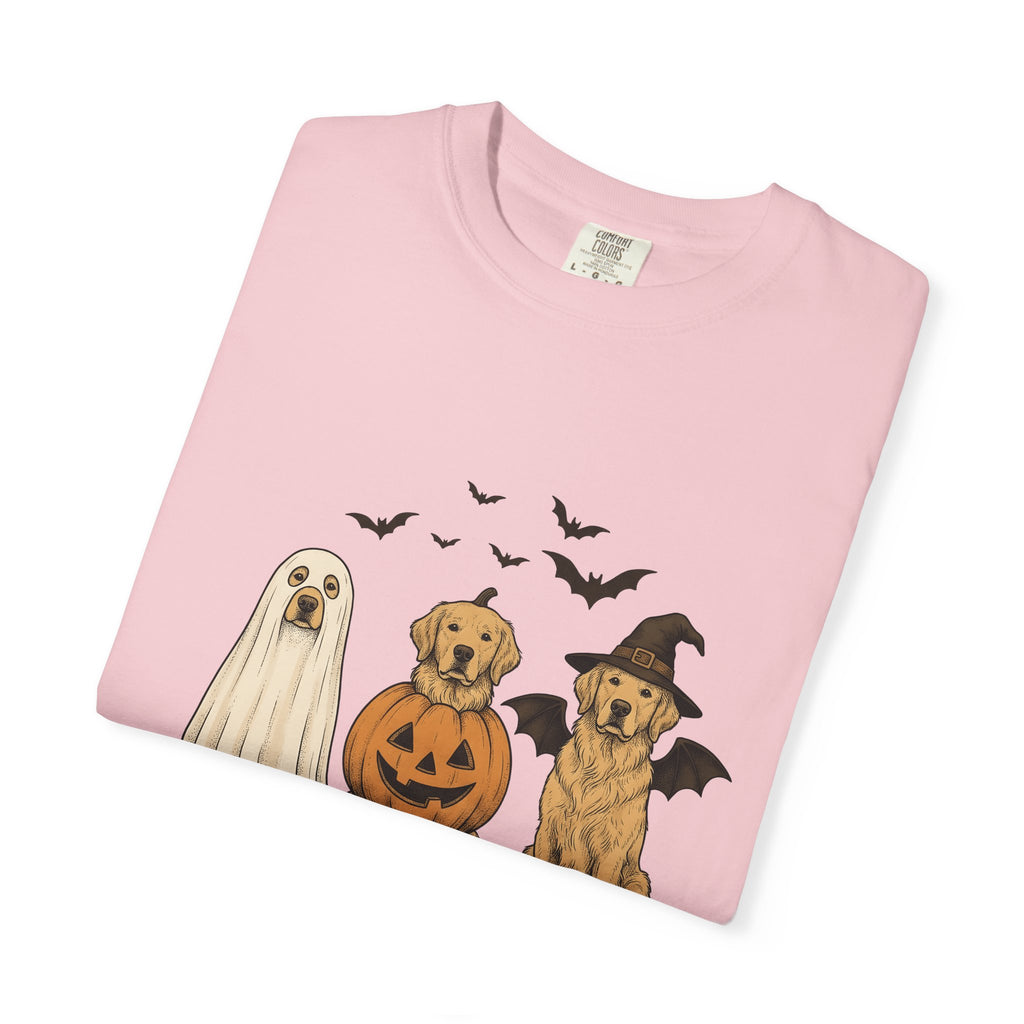 Golden Retriever Puppies Shirt Halloween Pet Gift Women Sketch Tee Puppy T-Shirt Halloween Fan Dog Tshirt Animal Graphic Retro