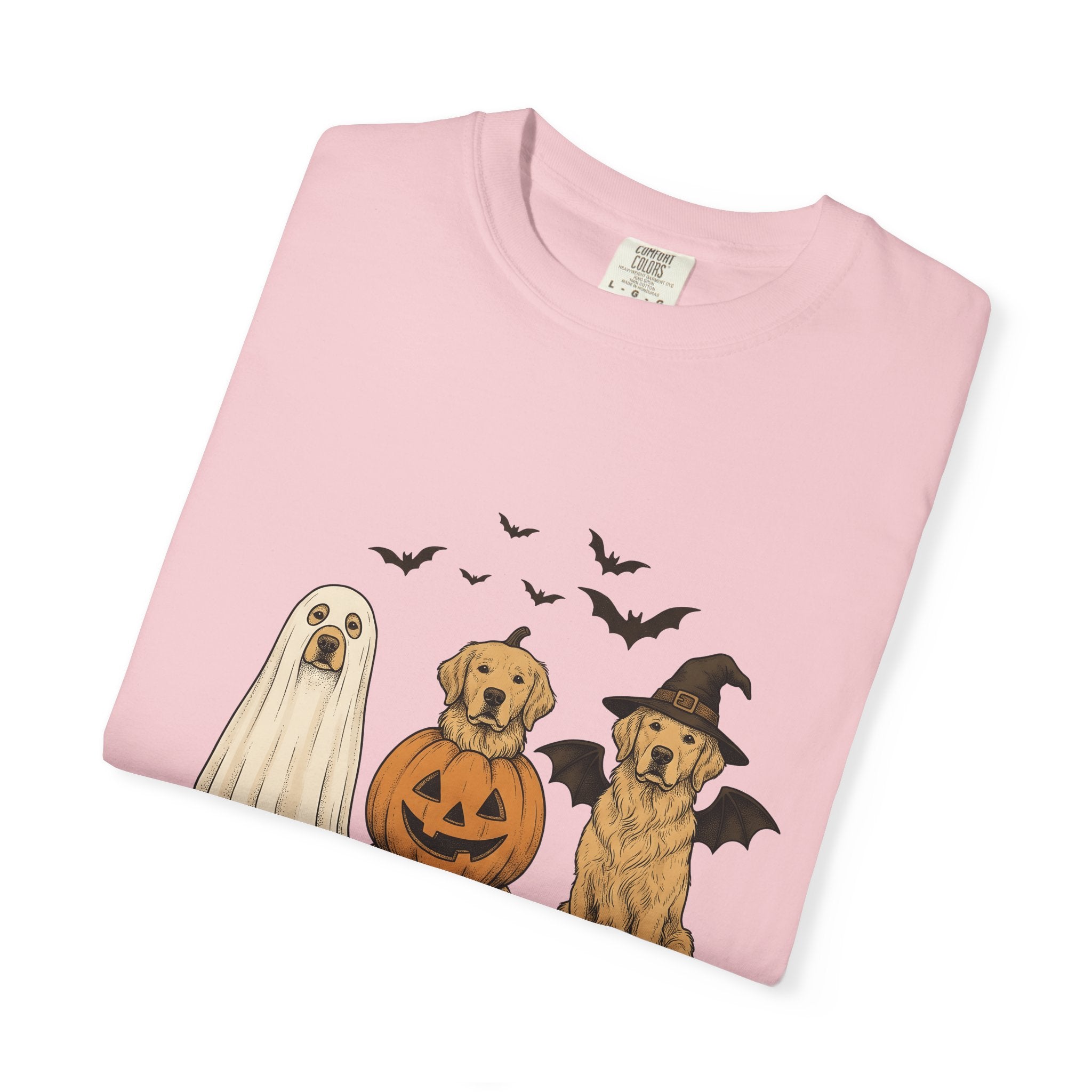 Golden Retriever Puppies Shirt Halloween Pet Gift Women Sketch Tee Puppy T-Shirt Halloween Fan Dog Tshirt Animal Graphic Retro