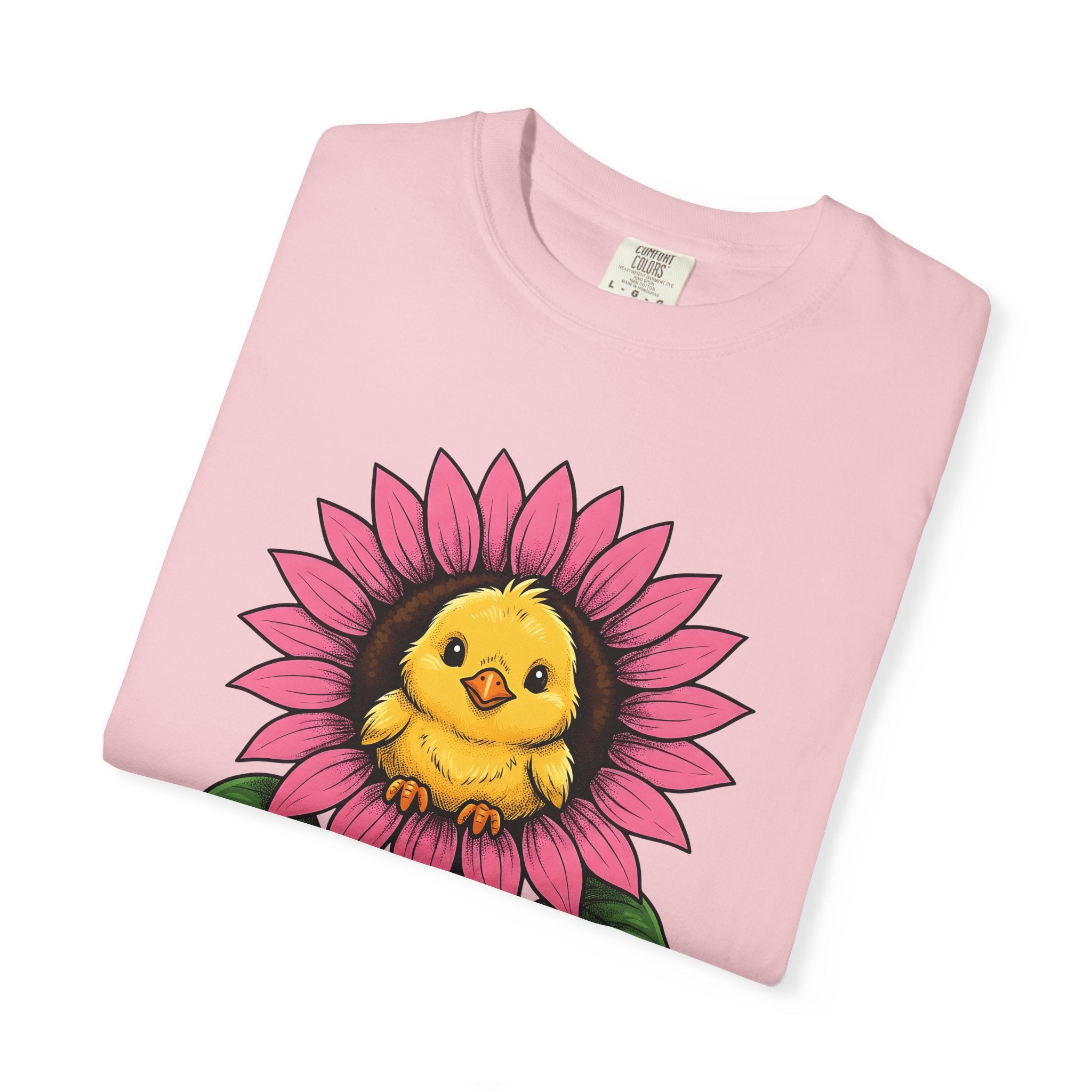 Baby Chick Sunflower Shirt Easter Flower Gift Women Adorable Tee Chick T-Shirt Spring Fan Cute Tshirt Floral Graphic Sketch Greenery Tshirt