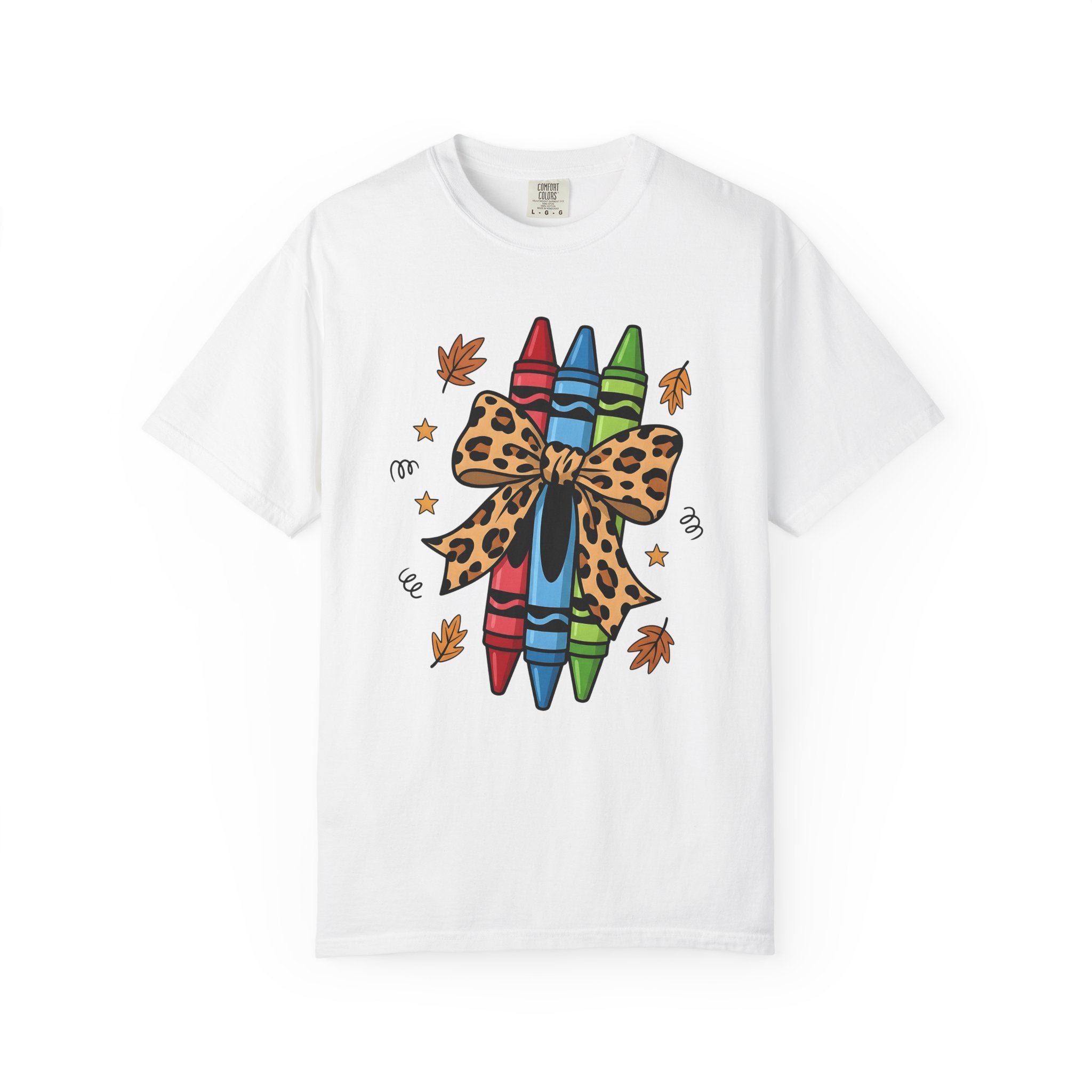 Crayon Set Shirt Teachers Autumn Gift Women Comic Tee Color Box T-Shirt Educator Enthusiast Cartoon Tshirt Fall Illustration Sketch Cheetah