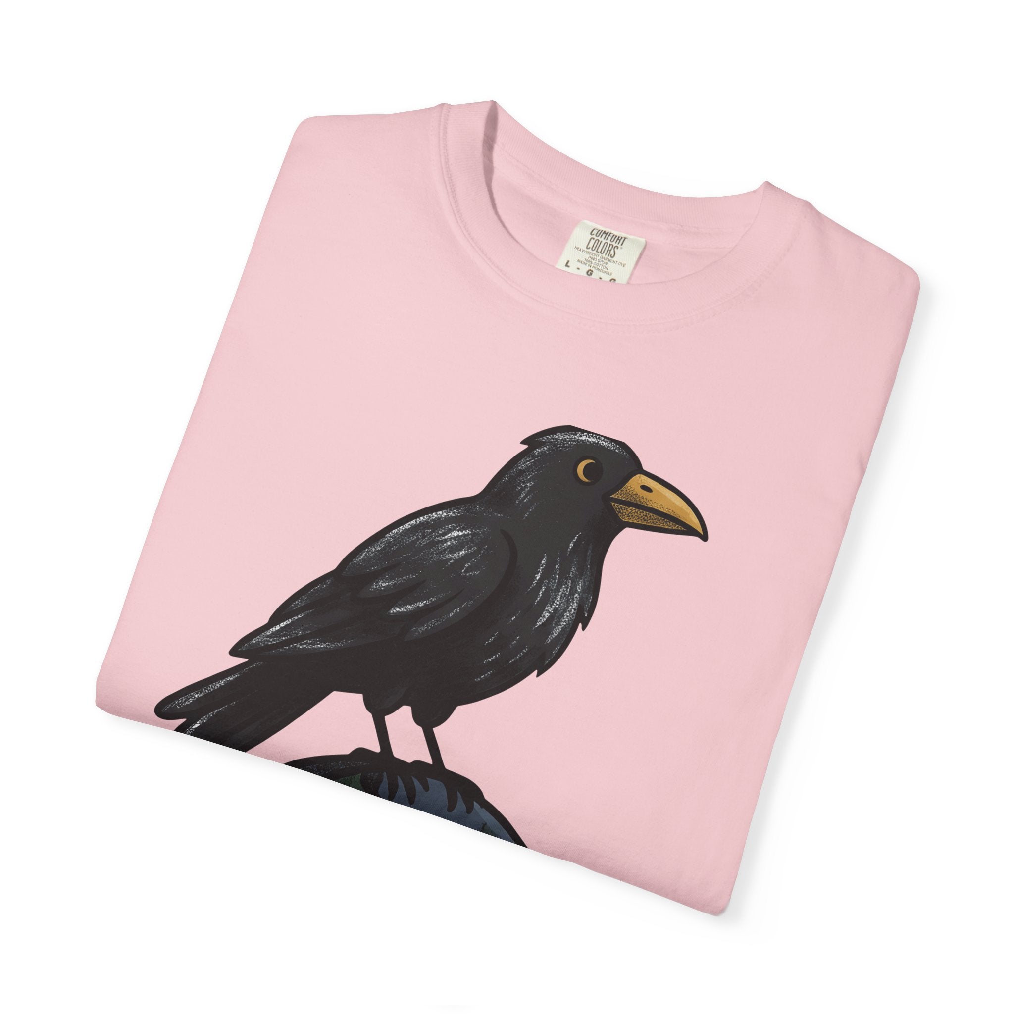 Raven Gravestone Shirt Halloween Horror Gift Women Sketch Tee Tombstone T-Shirt Spooky Fan Crypt Illustration Drawing Hand Drawn Burial
