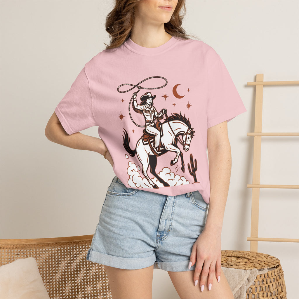 Cowgirl Horse Shirt Cowgirl Horseback Gift Women Country Tee Cowgirl T-Shirt Cowgirl Fan Western Tshirt Riding Graphic Rustic Rope Circle
