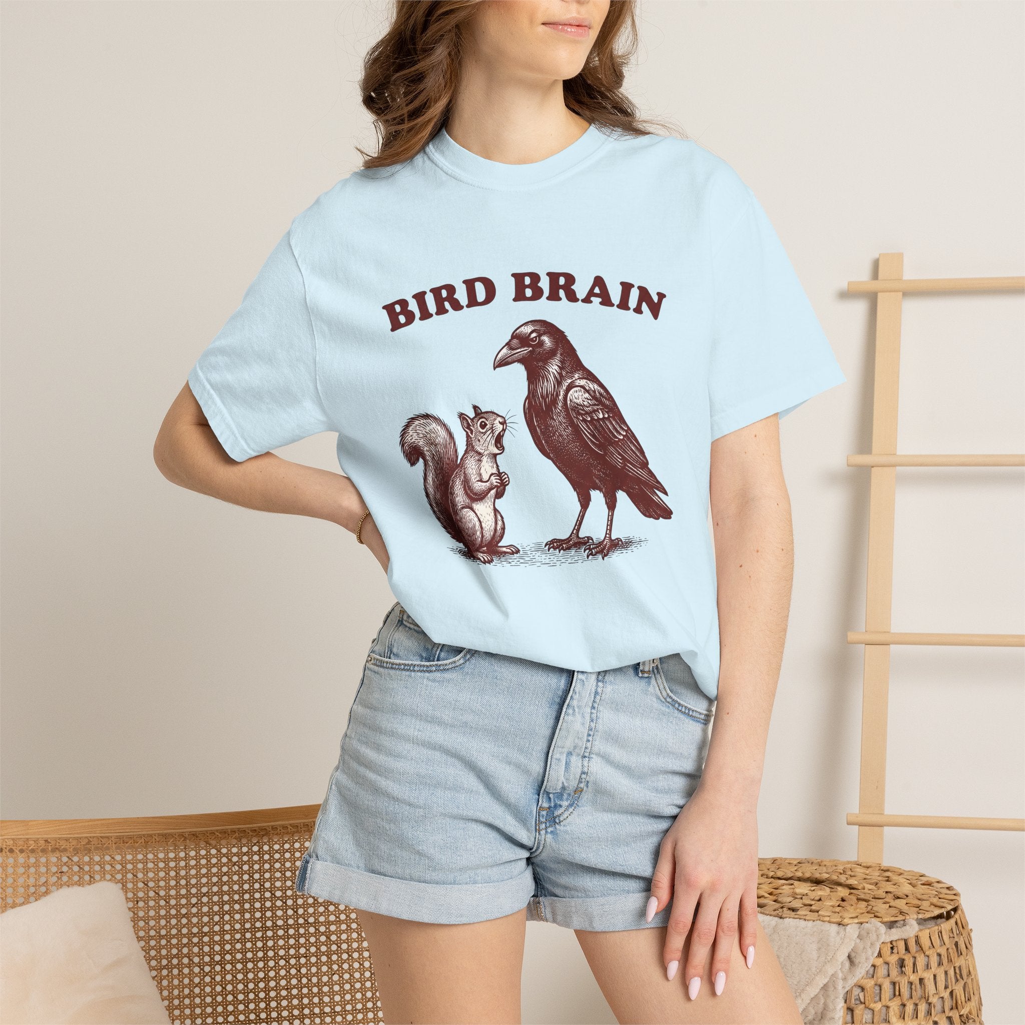 Raven Squirrel Shirt Funny Animal Gift Women Vintage Tee Squirrel T-Shirt Humor Fan Retro Tshirt Wildlife Graphic Hand Drawn Animal Graphic
