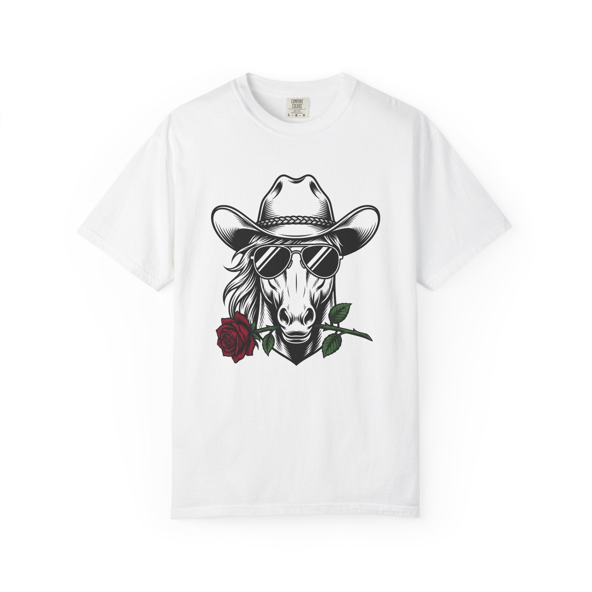Horse Hat Cowboy Shirt Cowgirl Leather Gift Women Line Art Tee Cowboy T-Shirt Rodeo Fan Minimalist Tshirt Leather Graphic Hand Drawn Bloom