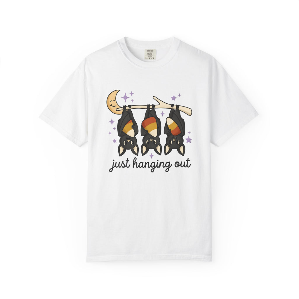 Bat Candy Corn Shirt Halloween Animal Gift Women Cute Tee Candy Corn T-Shirt Horror Fan Kawaii Tshirt Creature Graphic Cartoon Crescent Moon