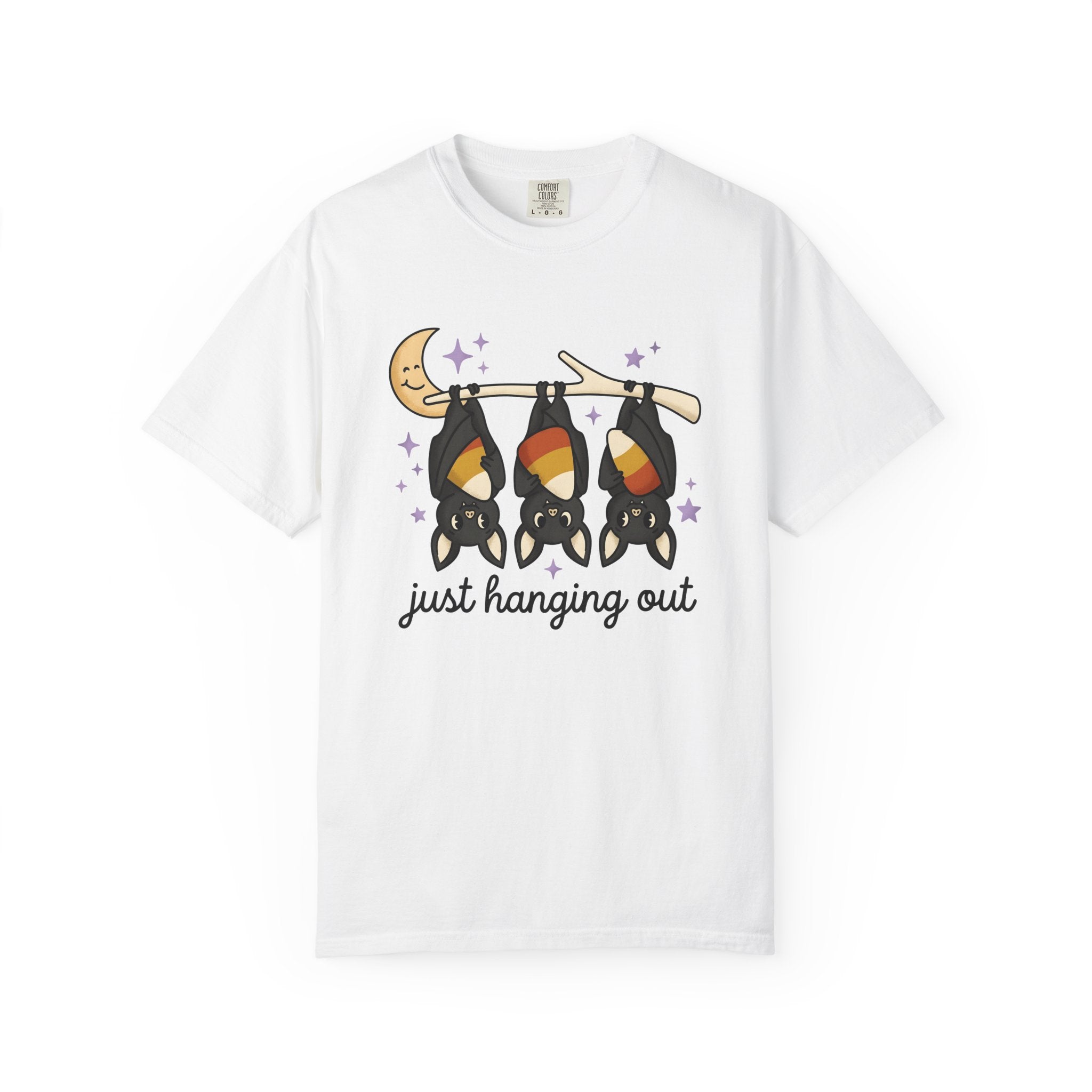 Bat Candy Corn Shirt Halloween Animal Gift Women Cute Tee Candy Corn T-Shirt Horror Fan Kawaii Tshirt Creature Graphic Cartoon Crescent Moon