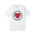 Heart Graphic Shirt Boho Chic Love Gift Women Bold Tee Heart T-Shirt Hippie Fan Graphic Tshirt Affection Illustration Minimal Sunburst