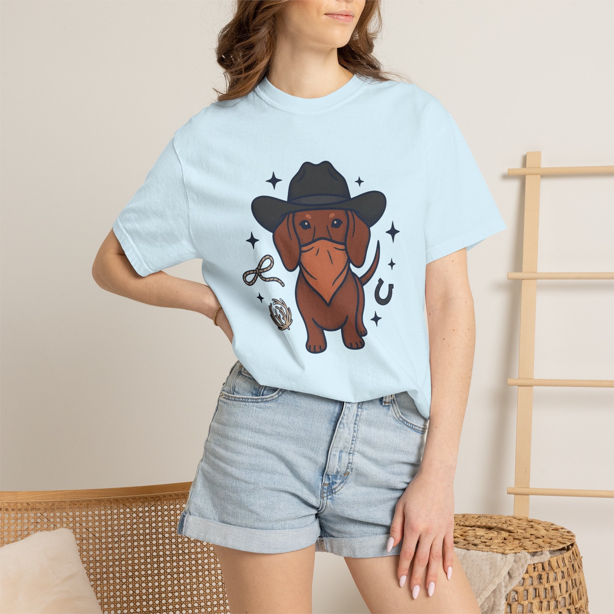Rodeo Dog Shirt Dog Western Wear Gift Women Hand Drawn Tee Cowdog T-Shirt Dog Fan Illustrated Tshirt Country Graphic Old School Luck Charm