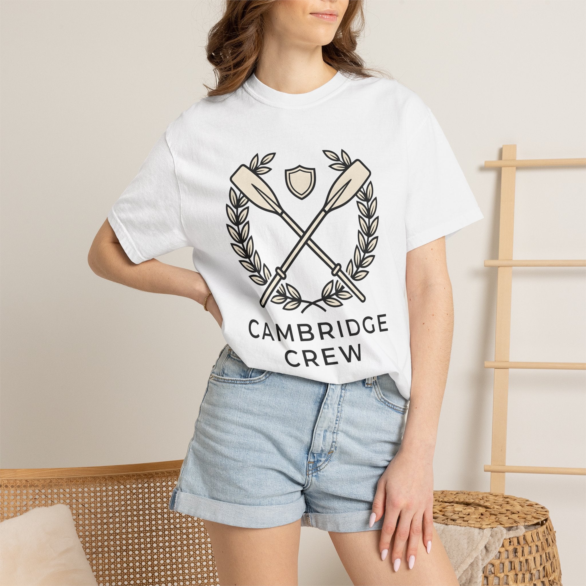 Crossed Paddles Shirt Rowing Squad Gift Women Line Art Tee Oars T-Shirt Rower Enthusiast Illustration Graphic Hand Drawn Wreath Circle