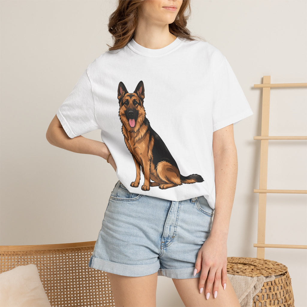German Shepherd Shirt Dog Companion Gift Women Doodle Tee Alsatian T-Shirt Dog Fan Shepherd Graphic Design Illustration Drawing Outline