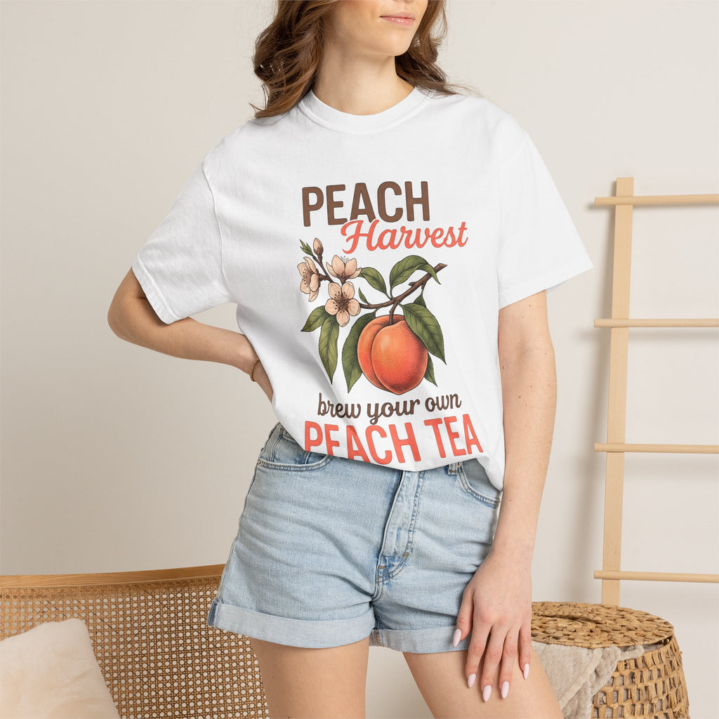 Peach Sprig Shirt Drinks Recipe Gift Women Natural Tee Peach T-Shirt Cocktail Fan Realistic Tshirt Formula Graphic Sketch Petal Tshirt