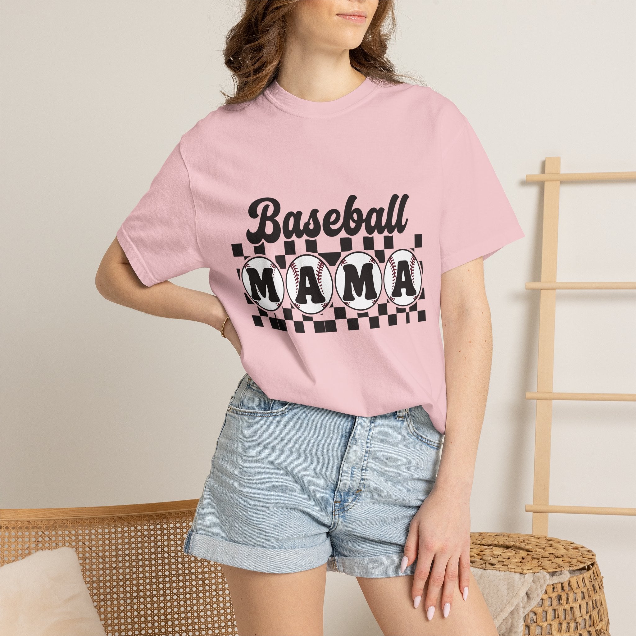 Baseball Mom Shirt Baseball Mom Sports Gift Women Bold Tee Mom T-Shirt Baseball Fan Branded Tshirt Athletic Graphic Retro Checkered Tshirt