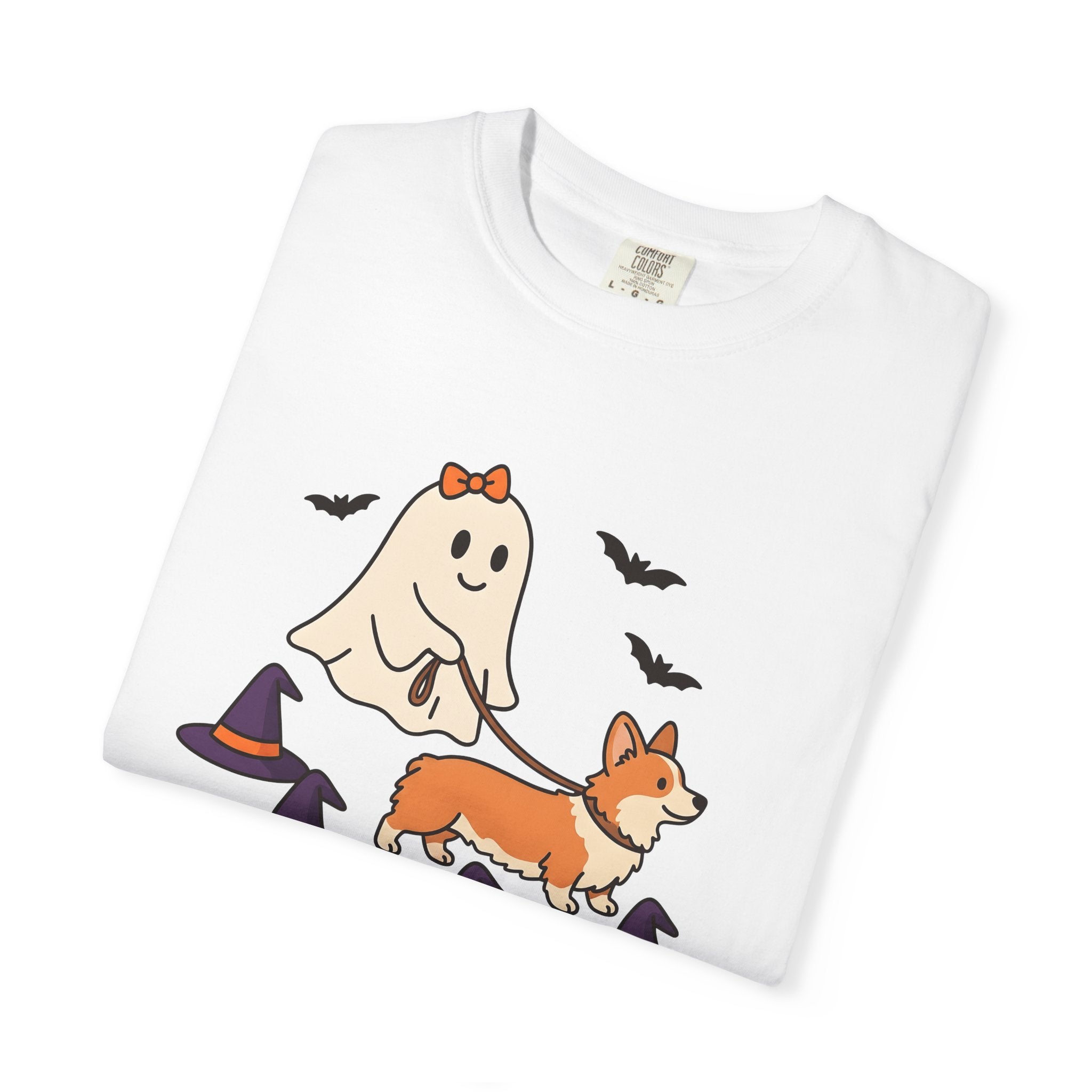 Corgi Ghost Dog Shirt Dog Spooky Gift Women Adorable Tee Pembroke Welsh Corgi T-Shirt Dog Fan Cute Tshirt Horror Graphic Comic Witch Hat