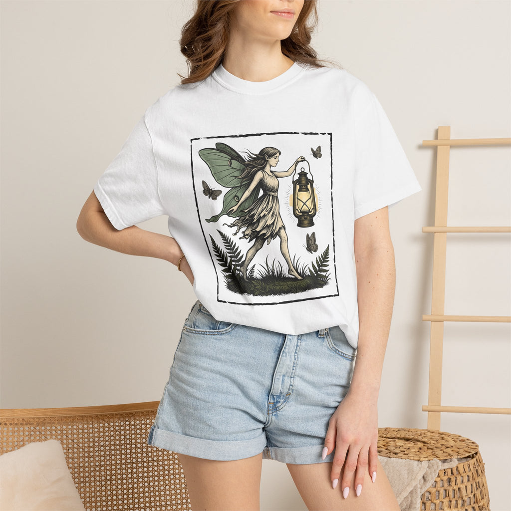 Fairy Lantern Shirt Fairy Fantasy Gift Women Vintage Tee Lantern T-Shirt Fae Fan Retro Tshirt Mythical Graphic Hand Drawn Butterfly Tshirt