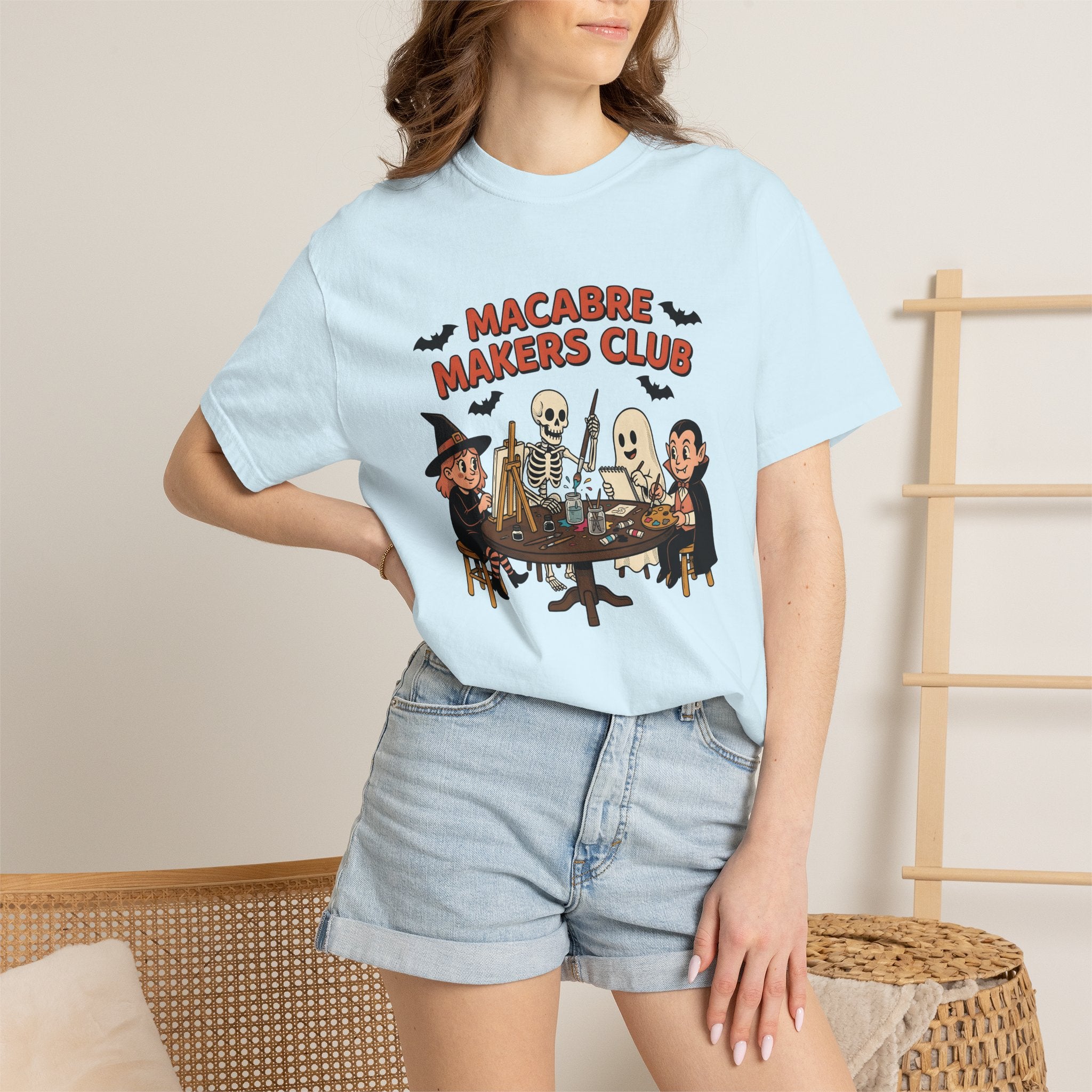 Halloween Figures Shirt Halloween Drawing Gift Women Doodle Tee Spooky T-Shirt Horror Fan Creepy Tshirt Illustration Sketch Graphic Sketch