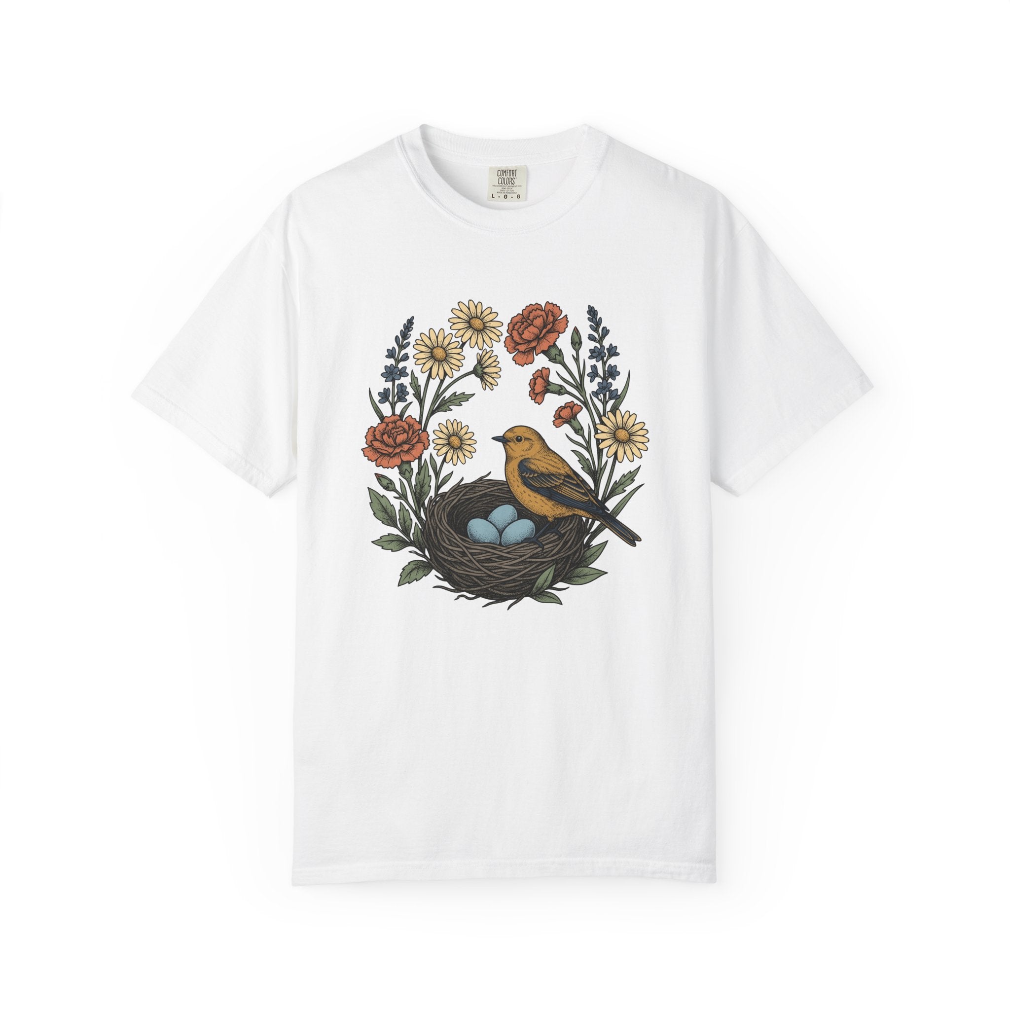 Bird Nest Shirt Mom Outdoors Gift Women Floral Tee Nest T-Shirt Mother Fan Botanical Tshirt Adventure Graphic Retro Wildflowers Tshirt