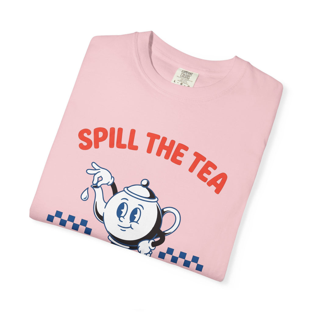 Kettle Mascot Shirt Tea Joke Gift Women Comic Tee Teapot T-Shirt Tea Fan Cartoon Tshirt Pun Graphic Vintage Plaid Design Tshirt