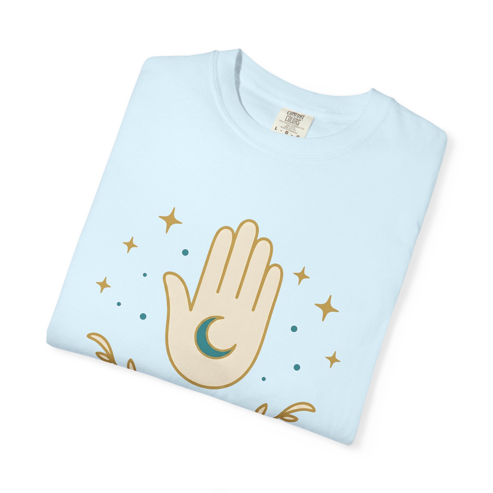 Hamsa Charm Shirt Boho Chic Esoteric Gift Women Contemporary Tee Hand Charm T-Shirt Bohemian Enthusiast Modern Tshirt Mystical Graphic