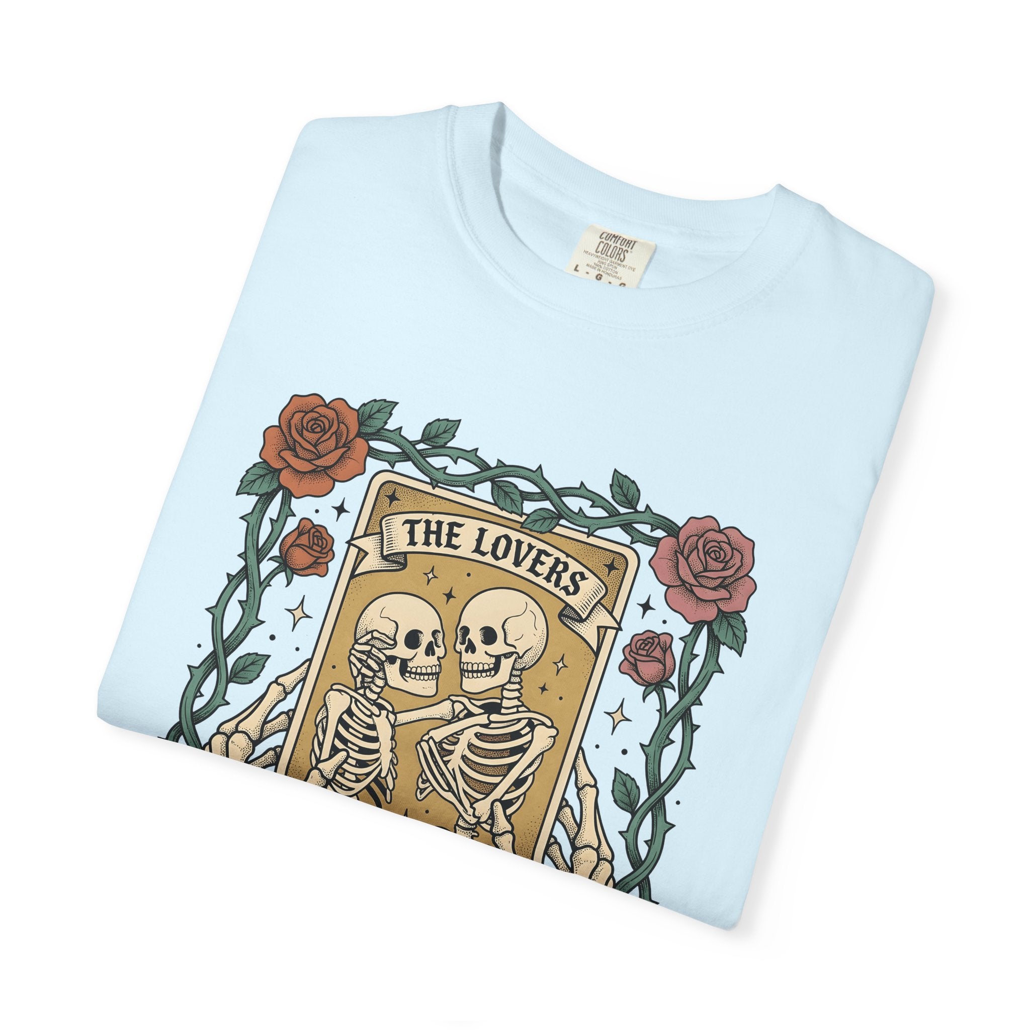 Skeleton Couple Shirt St Valentines Day Gothic Gift Women Tattoo Tee T-Shirt Romance Fan Ink Tshirt Dark Graphic Vintage Roses Tshirt