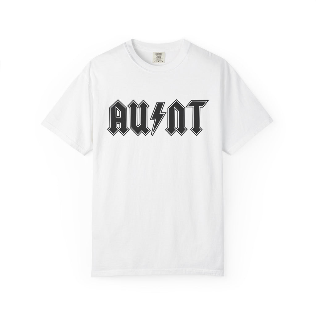 Bold Script Shirt Aunt Audio Gift Women Metal Tee Calligraphy T-Shirt Auntie Fan Gothic Tshirt Sound Graphic Old School Flash Bolt Tshirt