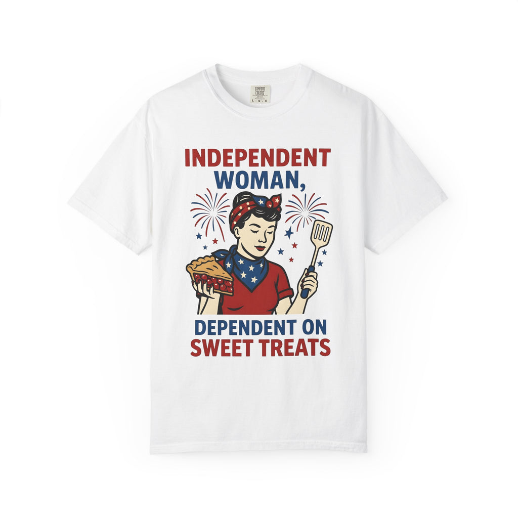 American Woman Shirt 4th Of July Dessert Gift Women Vintage Tee Lady T-Shirt Patriotic Fan Retro Tshirt Pastry Graphic Hand Drawn Fruit Pie