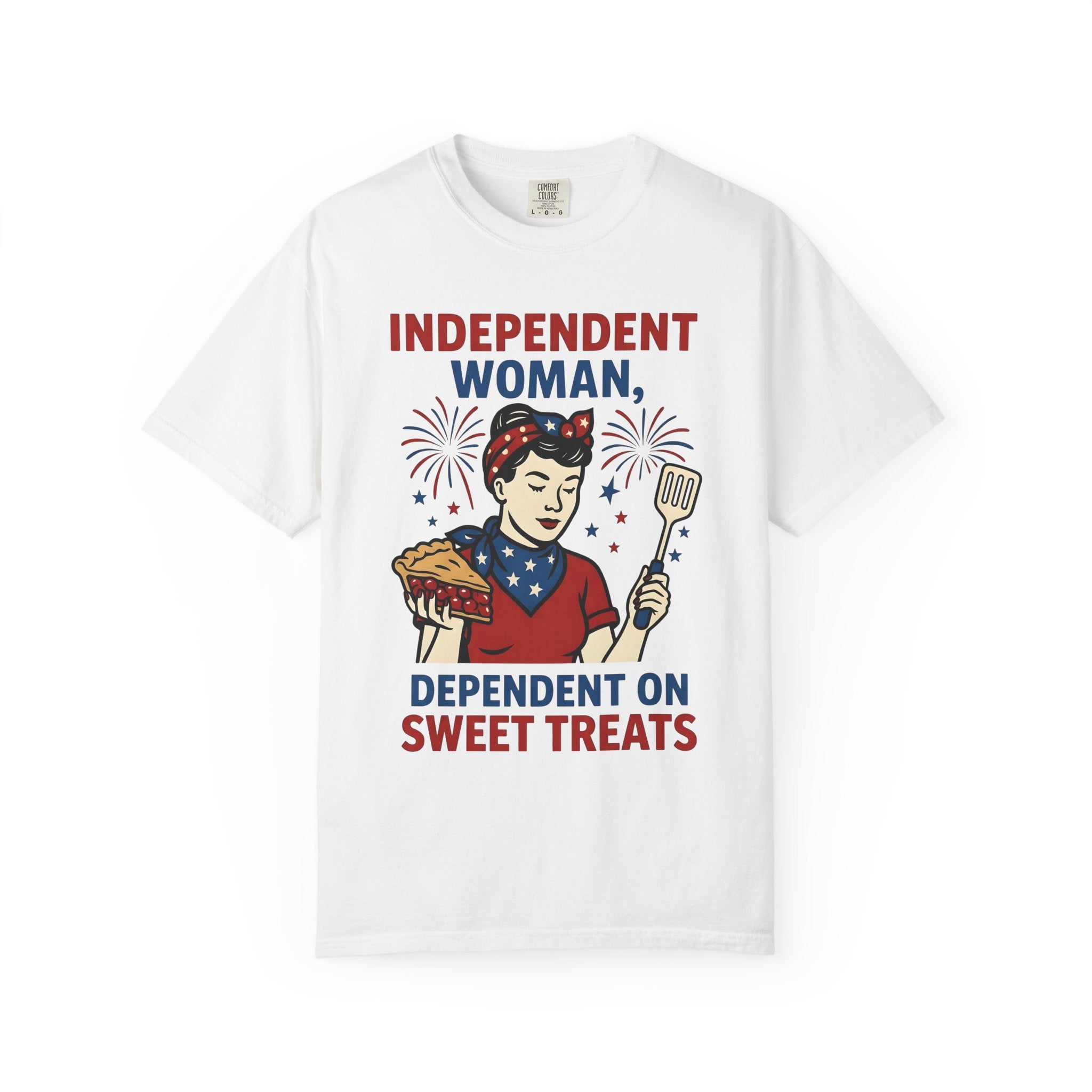 American Woman Shirt 4th Of July Dessert Gift Women Vintage Tee Lady T-Shirt Patriotic Fan Retro Tshirt Pastry Graphic Hand Drawn Fruit Pie