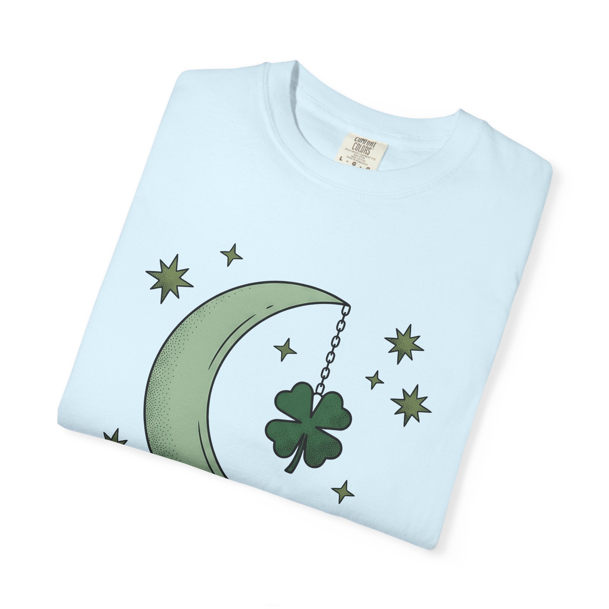 Crescent Moon Shirt St. Patrick's Day Celestial Gift Women Boho Tee Lunar T-Shirt Irish Fan Bohemian Tshirt Galaxy Graphic Minimalist