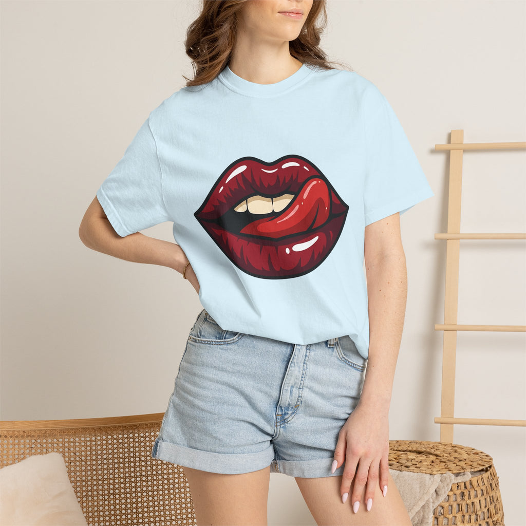 Red Lips Shirt St. Valentine's Day Love Gift Women Cartoon Tee Lipstick T-Shirt Valentine Fan Comic Tshirt Romance Graphic Illustration