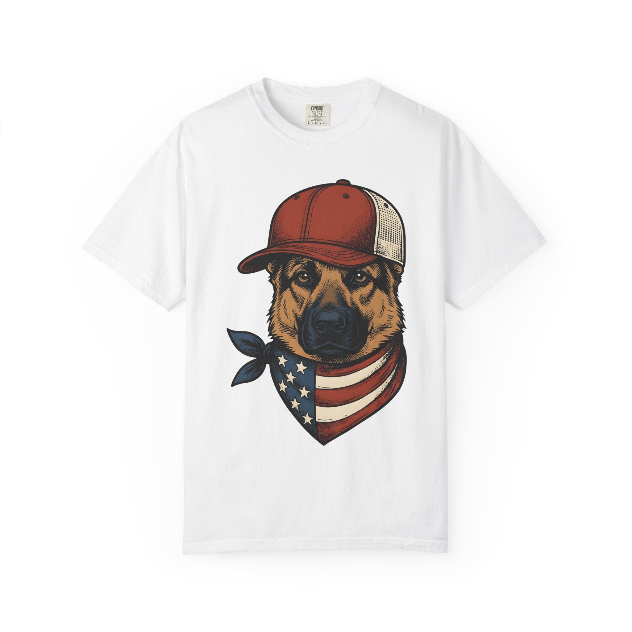 German Shepherd Dog Shirt America Patriotic Gift Women Vintage Tee Alsatian T-Shirt American Fan Distressed Tshirt Star Spangled Graphic