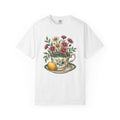 Floral Teacup Shirt Easter Floral Gift Women Vintage Tee Teacup T-Shirt Easter Fan Retro Tshirt Blooms Illustration Hand Drawn Egg Tshirt