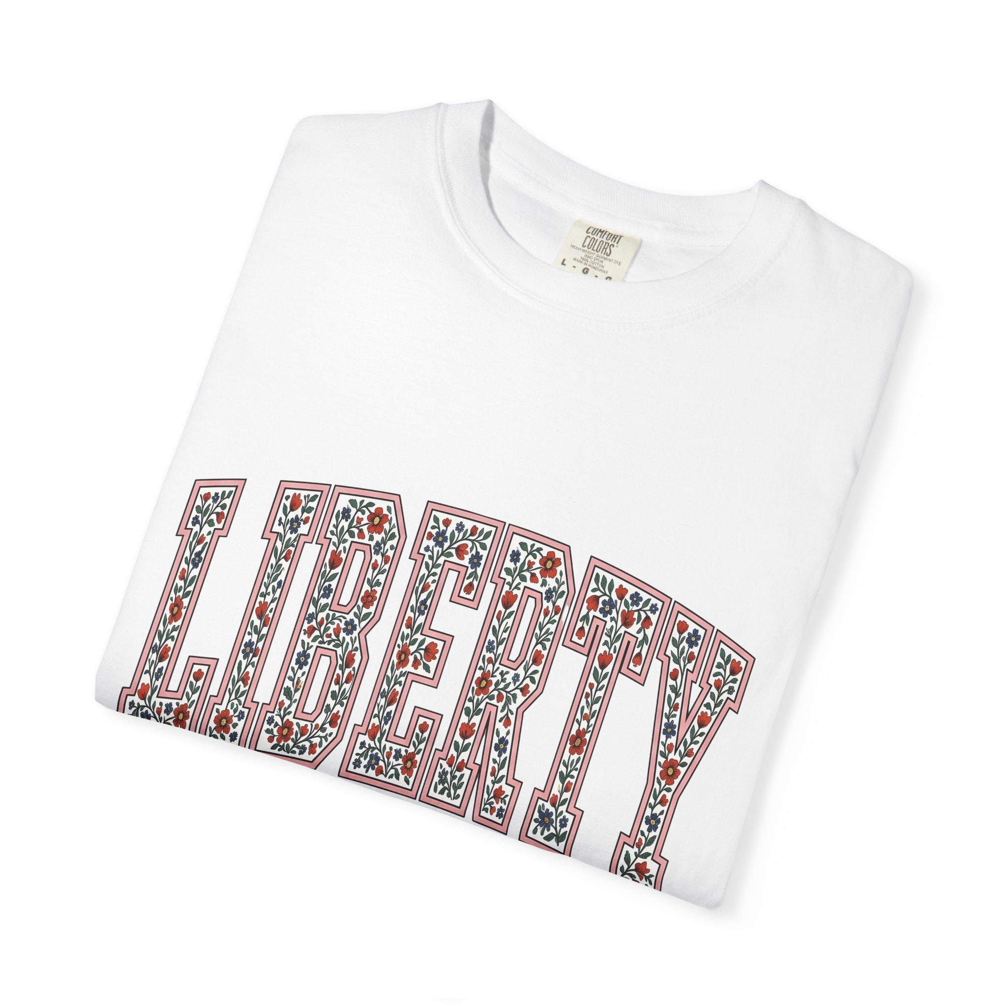 Flower Varsity Letters Shirt America Flag Gift Women Retro Tee Floral Varsity T-Shirt American Enthusiast Vintage Tshirt Banner Graphic