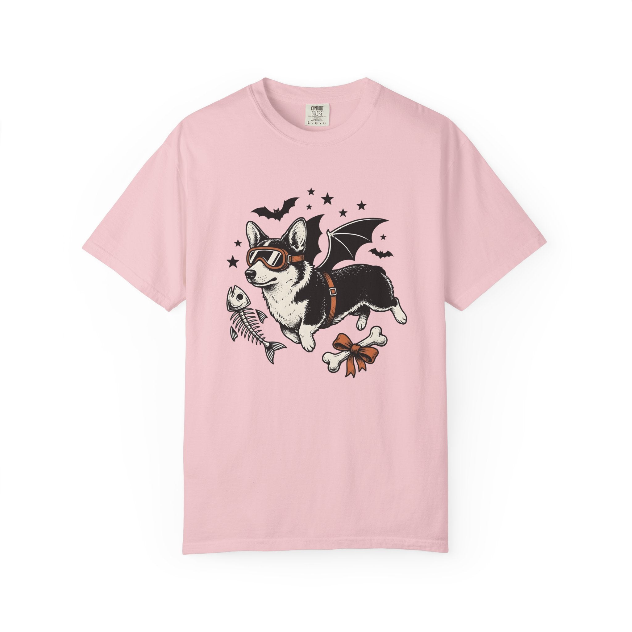 Corgi Bat Wings Shirt Halloween Animal Gift Women Neo Traditional Tee Pembroke Welsh Corgi T-Shirt Spooky Fan Tattoo Tshirt Creature Graphic