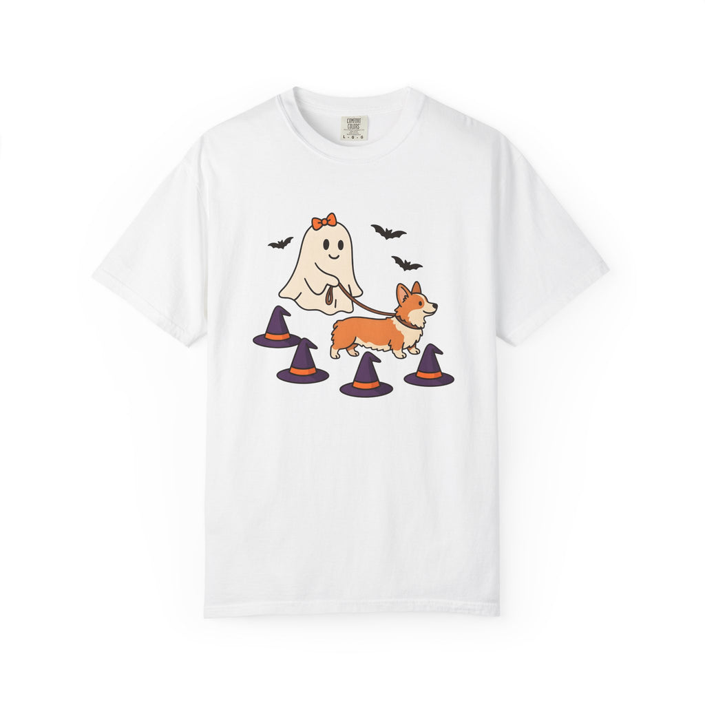 Corgi Ghost Dog Shirt Dog Spooky Gift Women Adorable Tee Pembroke Welsh Corgi T-Shirt Dog Fan Cute Tshirt Horror Graphic Comic Witch Hat