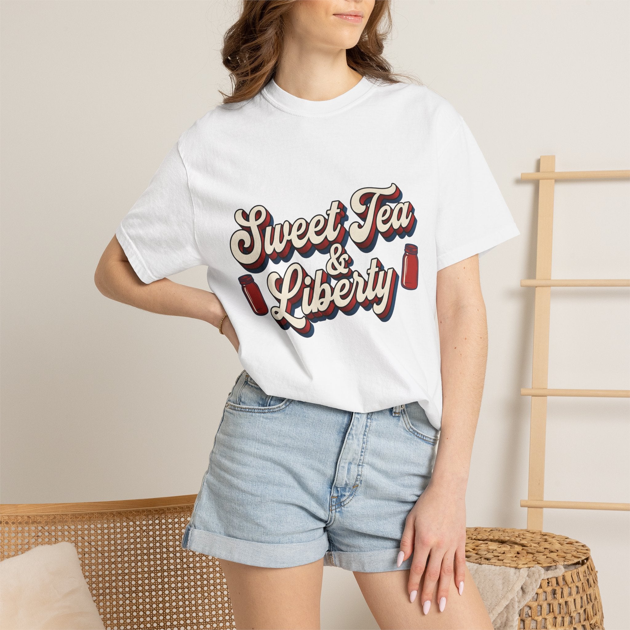 Mason Jar Print Shirt 4th Of July Southern Style Gift Women Hand Drawn Tee Mason Jar T-Shirt Independence Day Fan Illustrated Design Cartoon