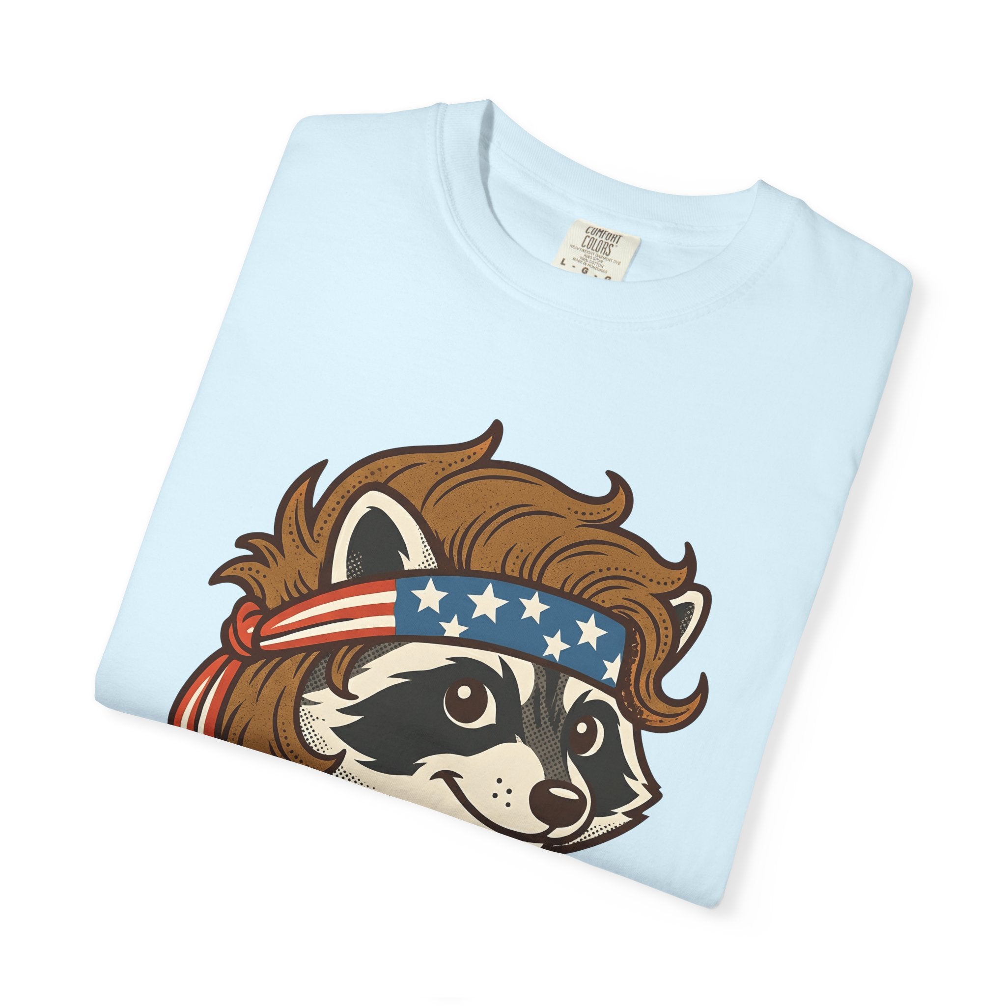 Raccoon Head Wrap Shirt America 4Th Of July Creature Gift Women Hand Drawn Tee Headband T-Shirt Patriot Fan Illustrated Tshirt Animal
