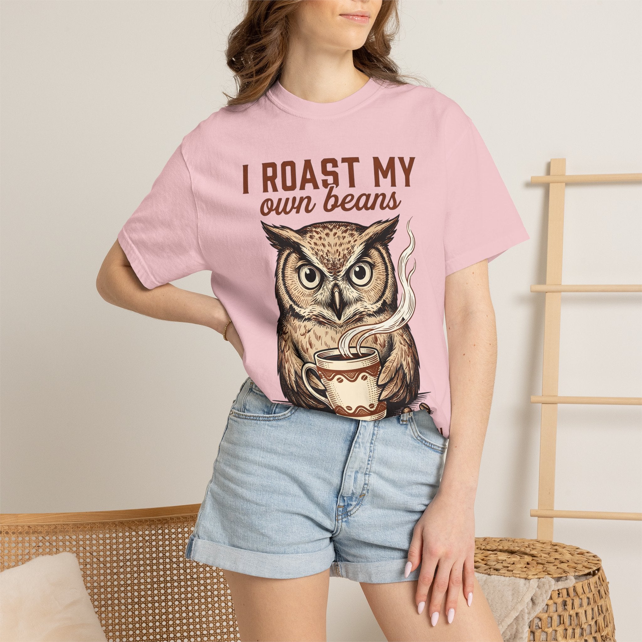 Owl Drink Cup Shirt Coffee Critter Gift Women Classic Tee Mug T-Shirt Coffee Fan Vintage Tshirt Animal Graphic Doodle Coffee Seeds Tshirt