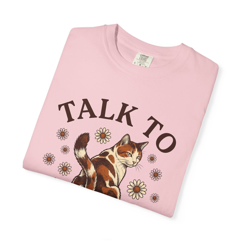 Calico Cat Shirt Cat Plants Gift Women Classic Tee Kitty T-Shirt Cat Fan Vintage Tshirt Floral Graphic Doodle Daisy Petals Tshirt