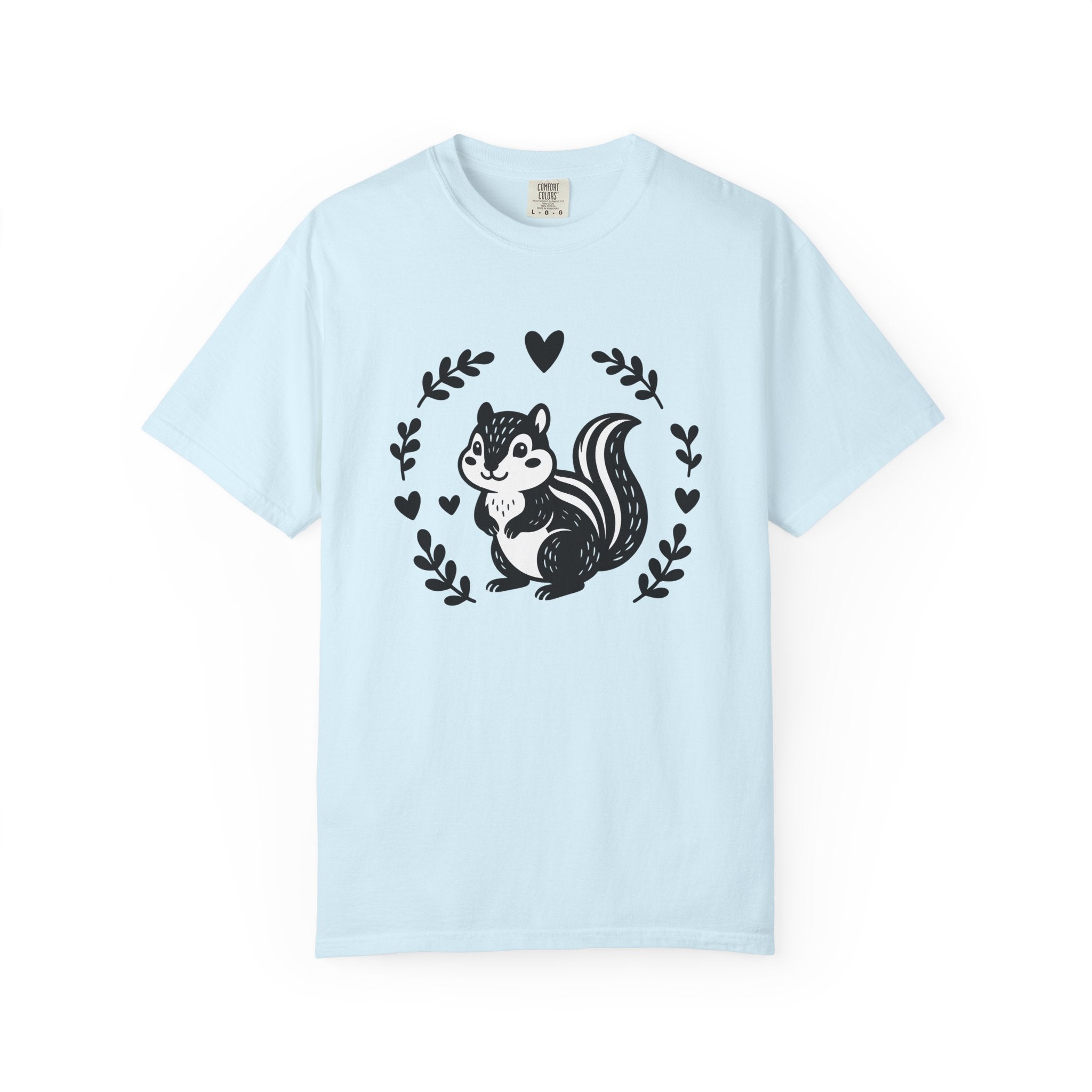 Chipmunk Art Shirt Animals Environment Gift Women Whimsical Tee Squirrel T-Shirt Wildlife Fan Rodent Tshirt Eco Graphic Outline Love Heart