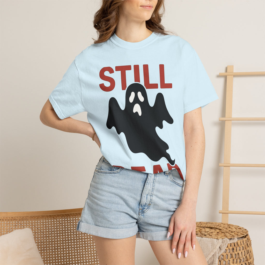 Ghost Graphic Shirt Halloween Humor Gift Women Bold Tee Specter T-Shirt Horror Fan Graphic Tshirt Funny Graphic Minimalist Spooky Face
