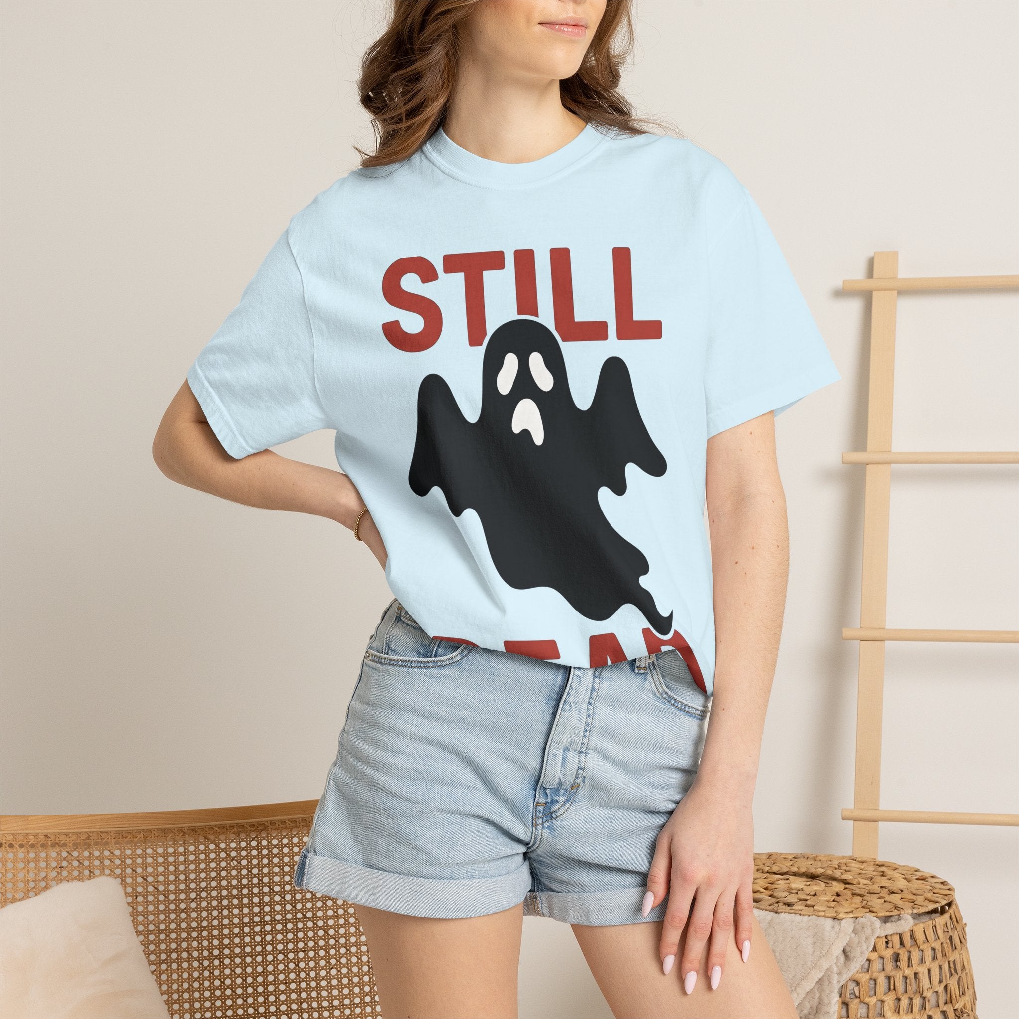 Ghost Graphic Shirt Halloween Humor Gift Women Bold Tee Specter T-Shirt Horror Fan Graphic Tshirt Funny Graphic Minimalist Spooky Face