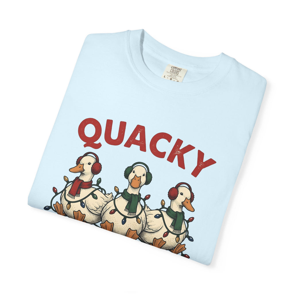 Duck Flock Shirt Christmas Wildlife Gift Women Retro Tee Ducks T-Shirt Xmas Fan Vintage Tshirt Animal Graphic Sketch String Lights Tshirt