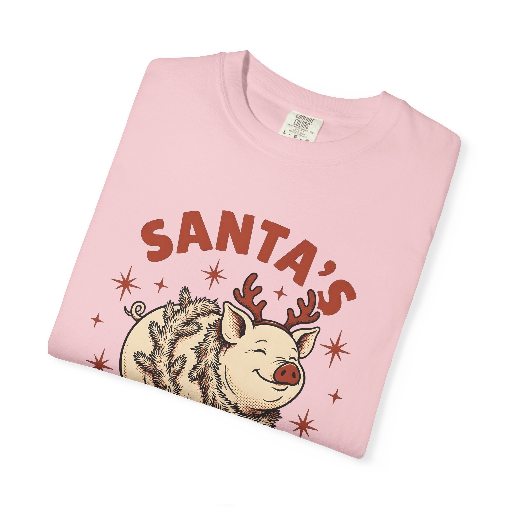 Pig Antlers Shirt Christmas Culinary Gift Women Rustic Tee Horns T-Shirt Xmas Fan Holiday Tshirt Food Graphic Doodle Stars Tshirt