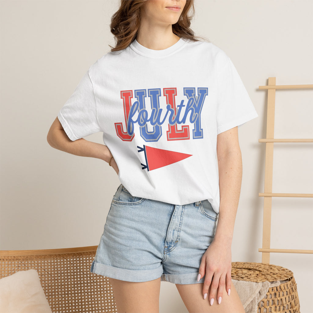 Pennant Banner Shirt America Independence Gift Women College Tee Bunting T-Shirt Patriot Fan Retro Tshirt Liberty Graphic Classic Red Blue
